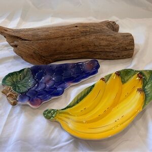 Vintage Ceramic Grape and Banana Trinket Dishes made in Italy